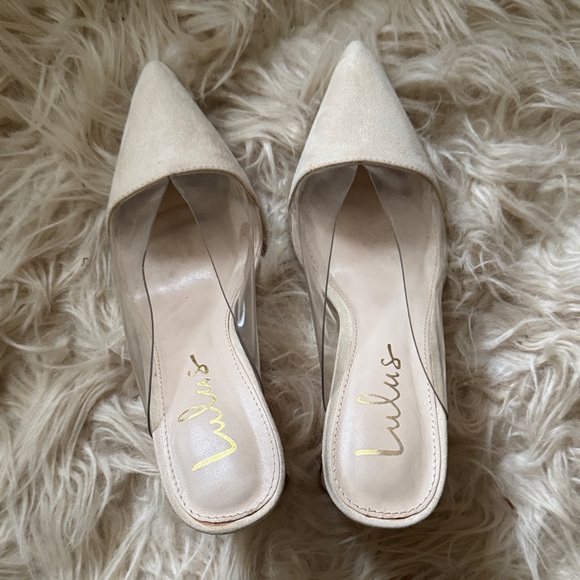 Lulu's Cream and Clear wooden Block Heel Mules - Picture 7 of 8